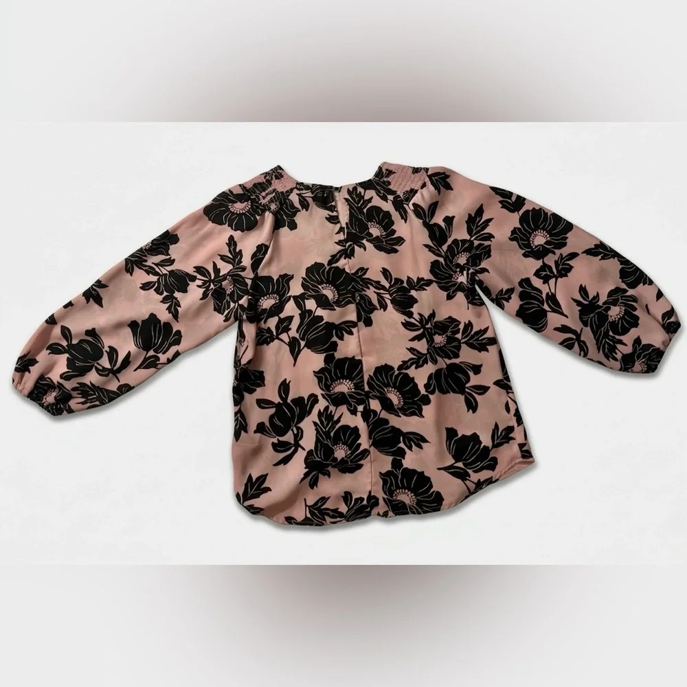 Ophelia Roe Pink Floral Blouse with Black Print - Picture 6 of 9